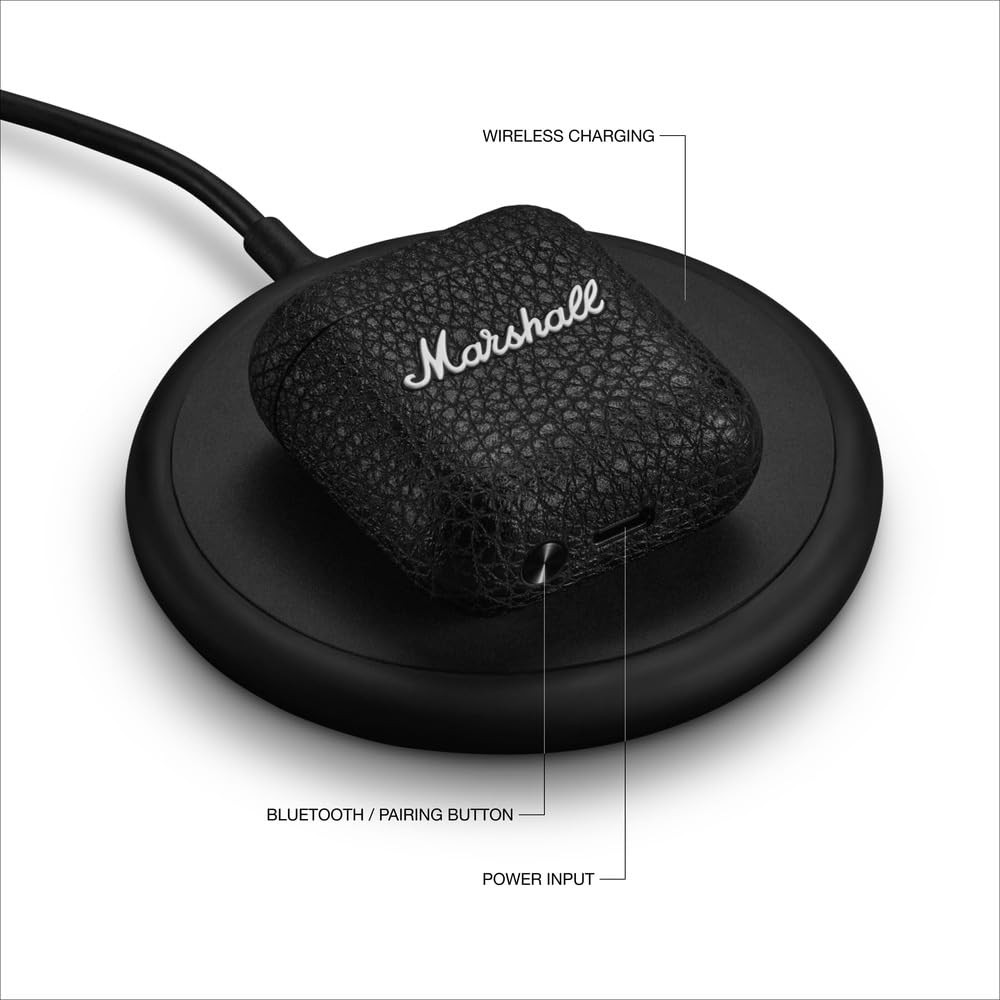 Marshall Minor Iv Wireless in Ear Earbuds with 30 Hours of Playtime Water-Resistant Wireless Charging- Black