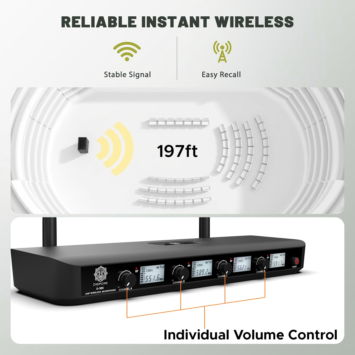 Digimore D-385 UHF wireless microphone system