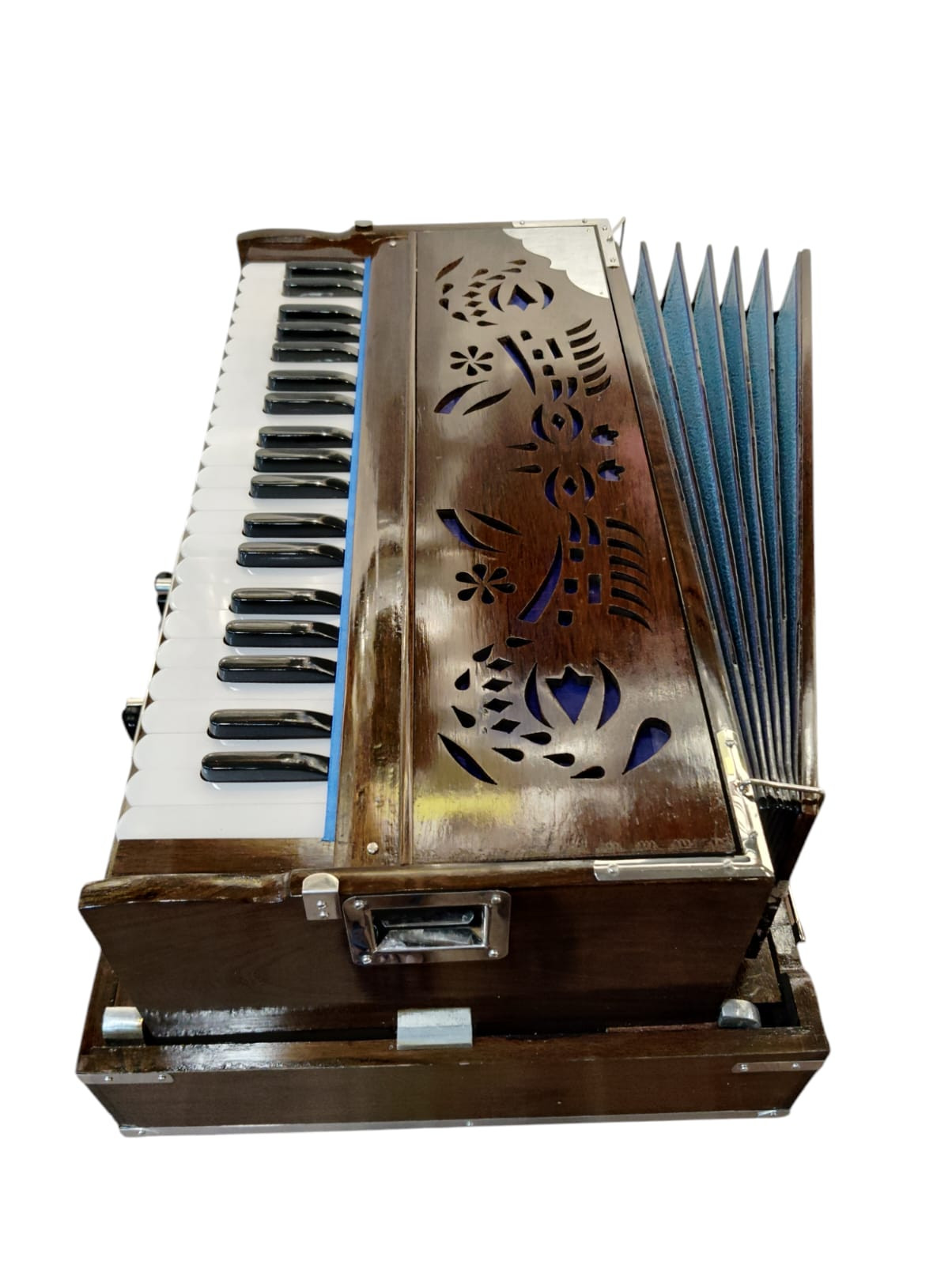 Harmonium 9 Stopper Folding 42 Keys Multi Fold Bellow Coupler Fundtion Harmonium Musical Instruments With Carry BagDark Brown