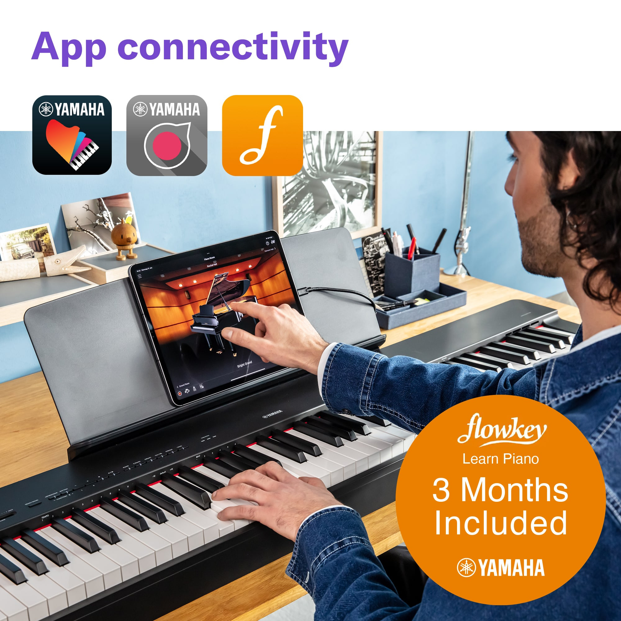 Yamaha P-225B 88-Key Weighted Action Portable Digital Piano with Power Supply great for beginners Adaptor Included