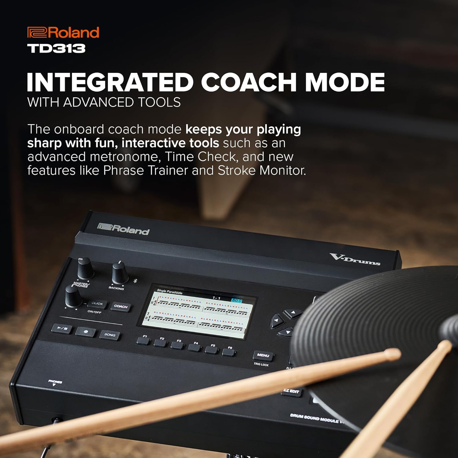 ROLAND TD313 V-Drums MDS-COM 5-Pieces Electronic Drum Kit