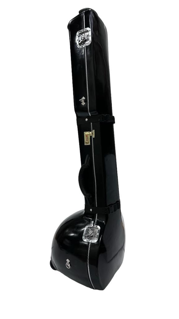 Hard fiberglass Case for Sitar With Trolley and wheels - Classic Black