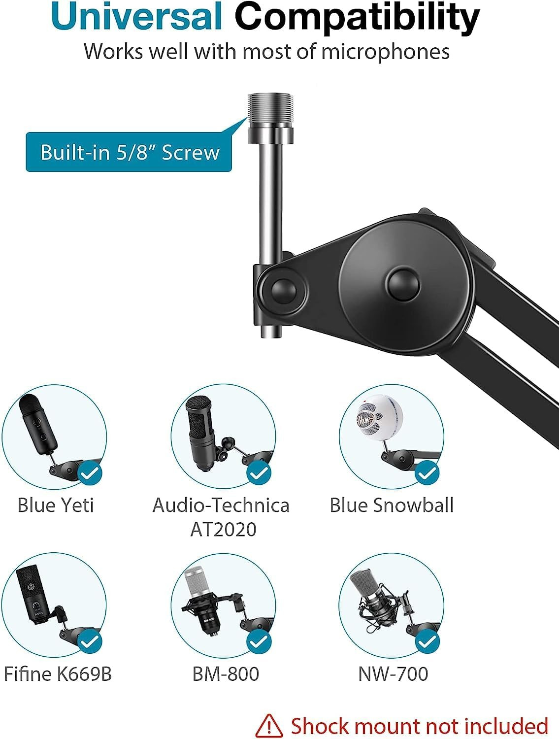 Digimore D-120 Microphone Stand for Blue Yeti Boom Arm Scissor Mic Stand Heavy Duty Mic Boom Scissor Arm Stands Broadcasting and RecordingGame