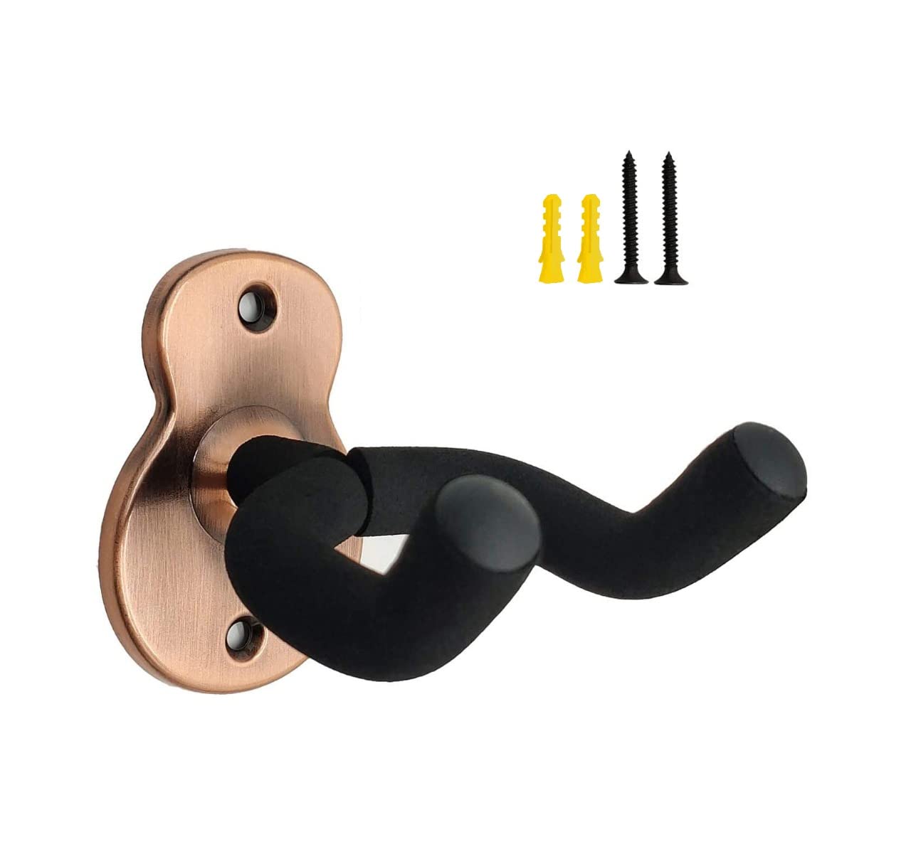 Neowood PWH-1 Bronze Guitar Wall Mount Hanger Stand with Cushion and Metal Base for Acoustic bass Electric Classical Guitar and Ukulele