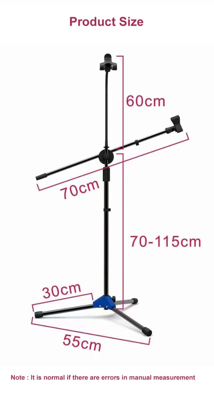 Galux GMP-600 Mic stand Heavy Duty with Mobile holder and Microphone holder Tripod base