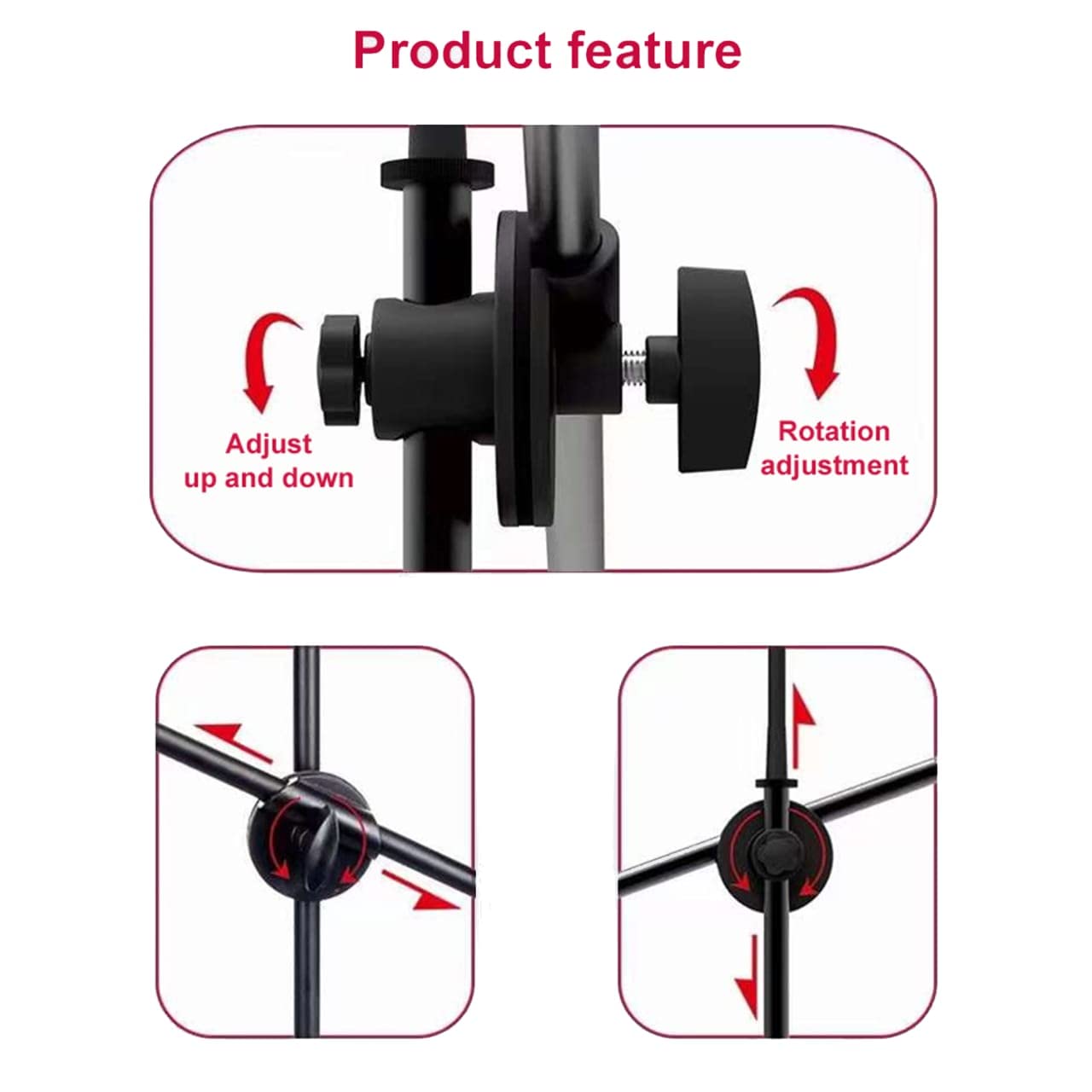 Galux GMP-600 Mic stand Heavy Duty with Mobile holder and Microphone holder Tripod base
