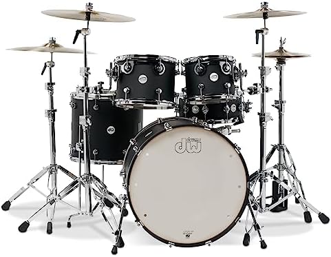 DW Design Series 4-piece Shell Pack -Acoustic Drum Set with Maple Snare - Satin Black
