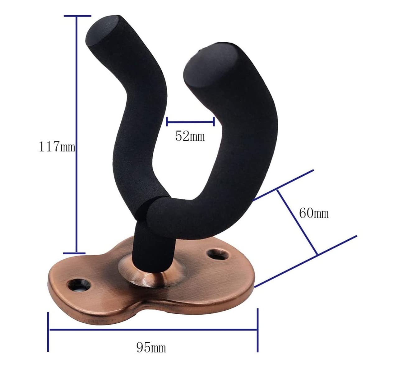 Neowood PWH-1 Bronze Guitar Wall Mount Hanger Stand with Cushion and Metal Base for Acoustic bass Electric Classical Guitar and Ukulele