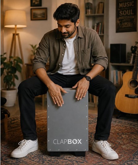 Clapbox Adjustable Snare Cajon CB52 - Titanium Grey Oak Wood - 3 Internal Snares