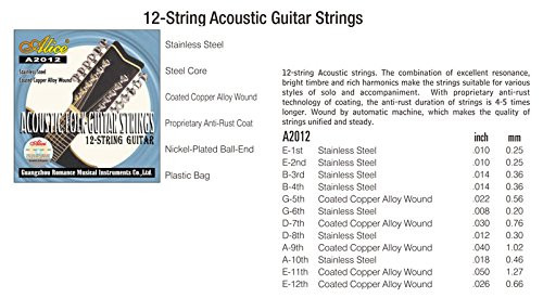 Alice Acoustic Guitar Strings Stainless Steel 12 Strings Set A2012