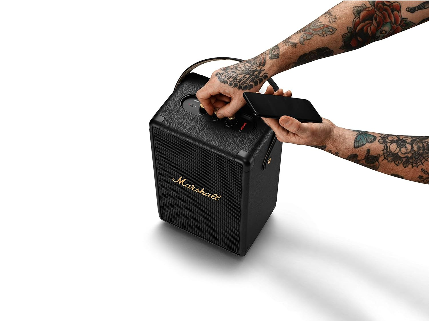 Marshall Tufton Portable Bluetooth Speaker with 20 Hours of Portable Playtime 360 Sound Water-Resistant IPX2 - Black Brass