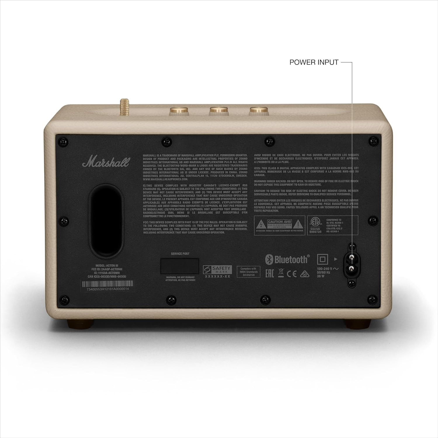 Marshall Acton III Wired Connectivity Stereo Home Speakers with Bluetooth 52 RCA or 35mm Input Cream