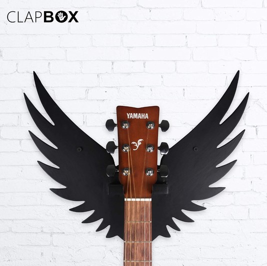Clapbox Guitar Wall HangerStand - Eagle Wings Design suitable For Acoustic Electric Guitars and Ukulele black CB-001