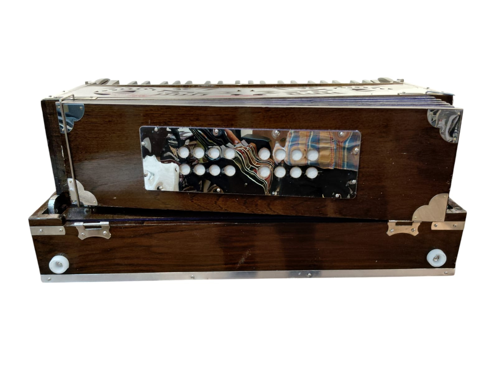 Harmonium 9 Stopper Folding 42 Keys Multi Fold Bellow Coupler Fundtion Harmonium Musical Instruments With Carry BagDark Brown
