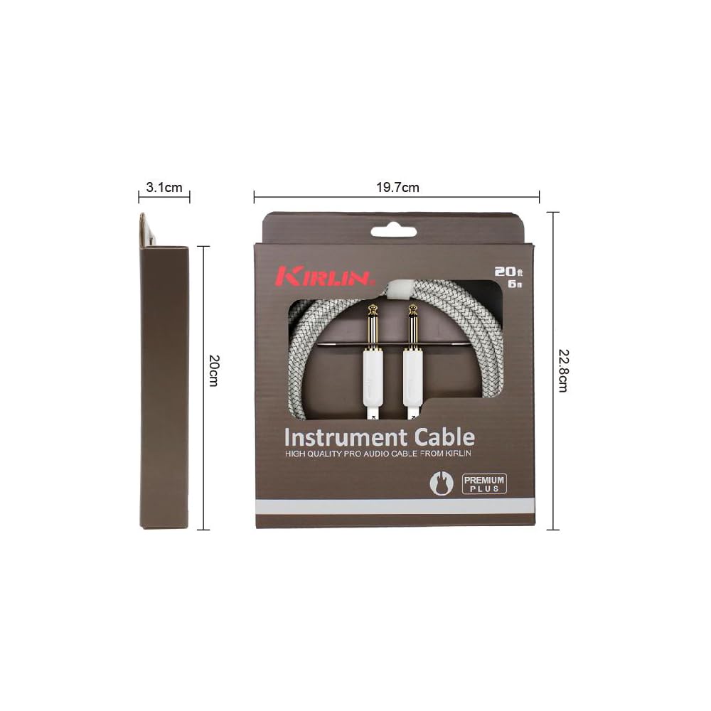 Kirlin Premium plus instrument cable 6 mtr IWB-201WEG-WT