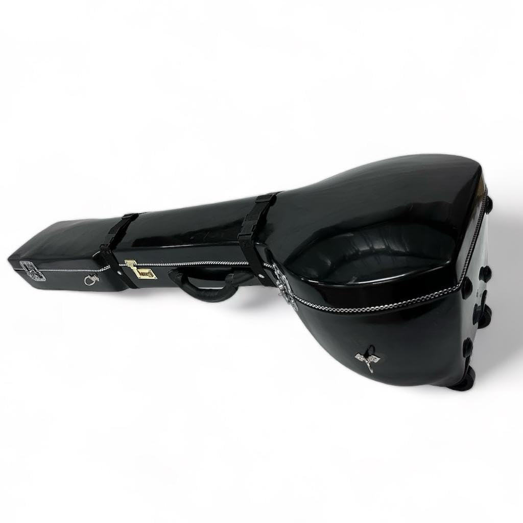 Hard fiberglass Case for Sitar With Trolley and wheels - Classic Black