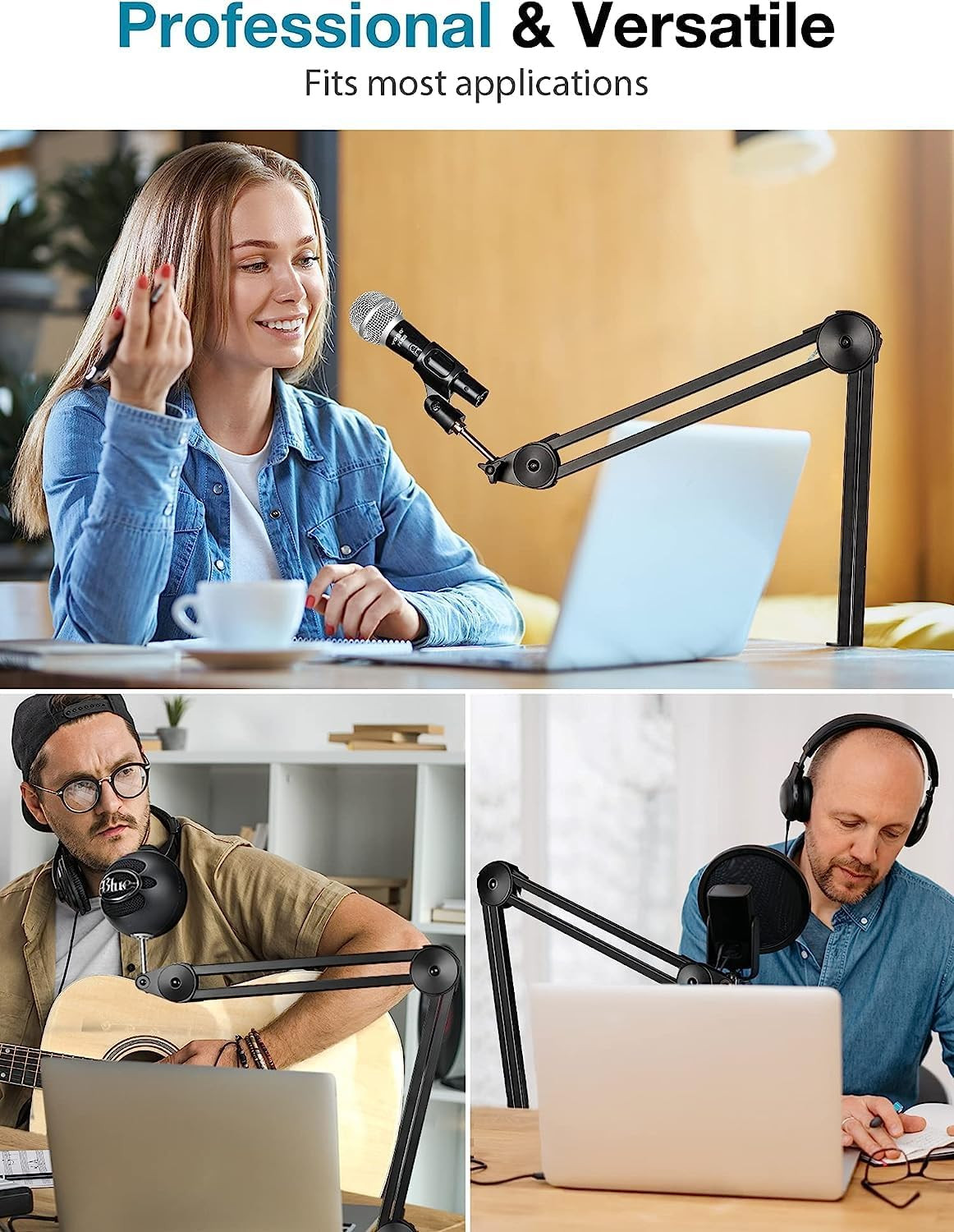 Digimore D-120 Microphone Stand for Blue Yeti Boom Arm Scissor Mic Stand Heavy Duty Mic Boom Scissor Arm Stands Broadcasting and RecordingGame