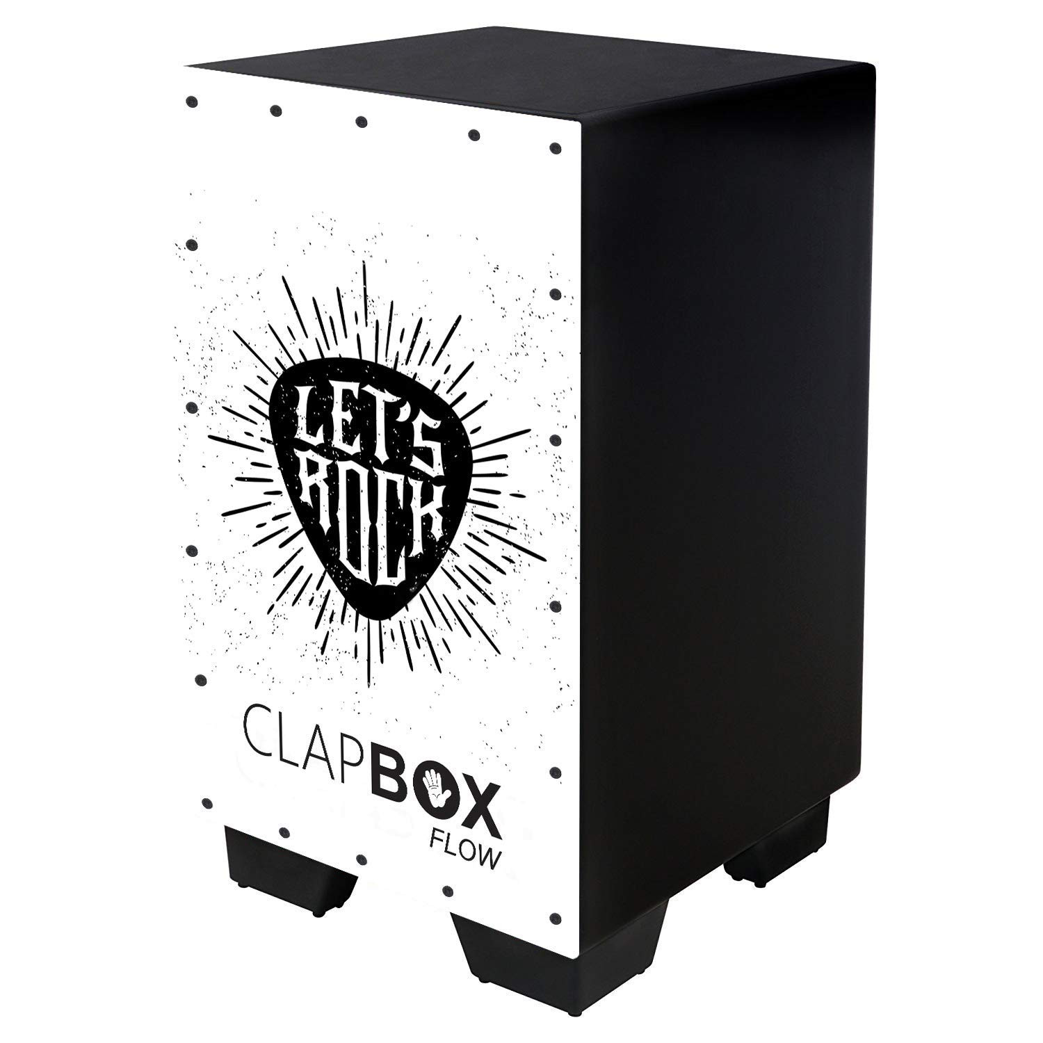 Clapbox Flow Graphic Cajon- Walnut wood H30 W30 L52 - 3 Internal Snares Black Lets Rock