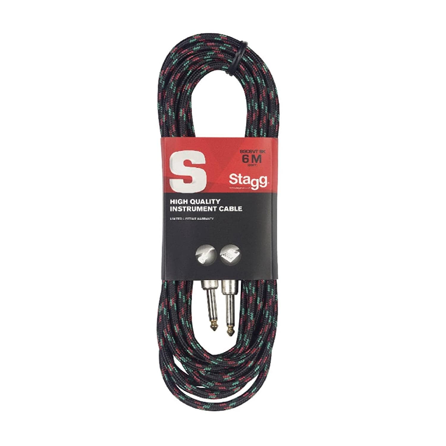 Stagg SGC6VT BK Vintage Tweed Jack to Jack Instrument Cable