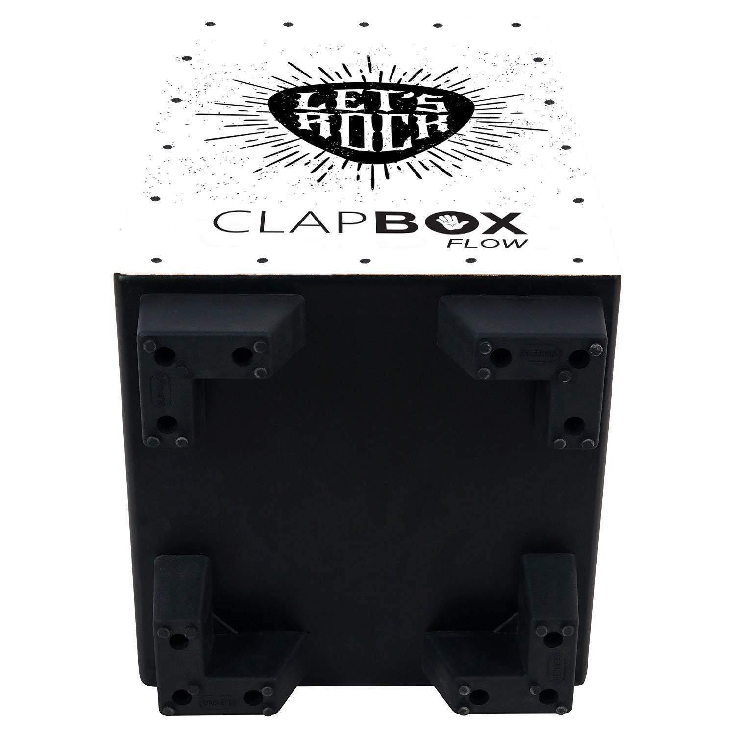 Clapbox Flow Graphic Cajon- Walnut wood H30 W30 L52 - 3 Internal Snares Black Lets Rock