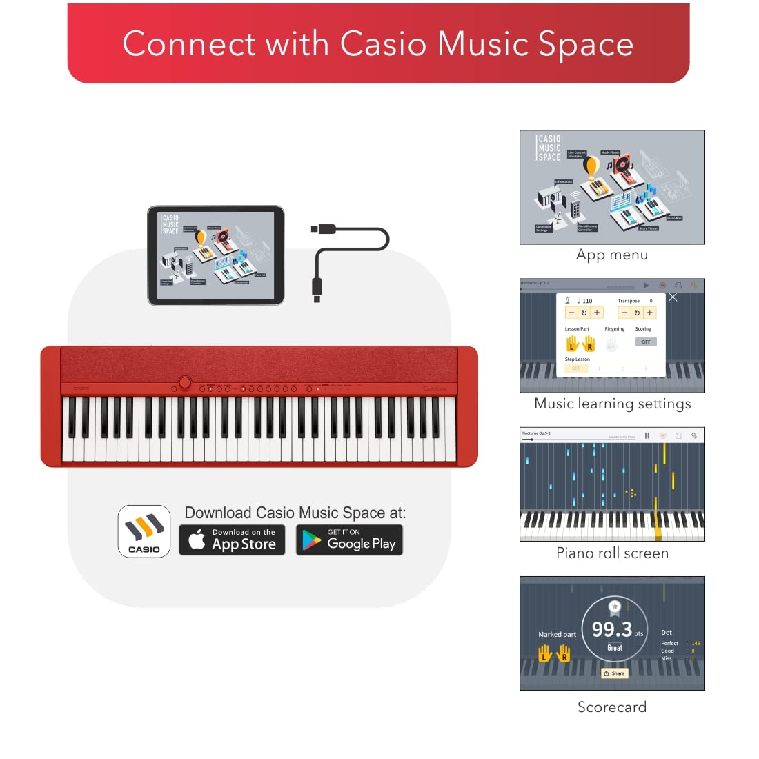 Casiotone CT-S1RD 61 keys Advanced Keyboard with Chordana Play APP