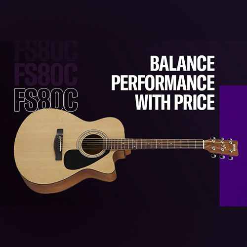 Yamaha FS80C The Ultimate Concert-body Cutway Acoustic Guitar Natural with Bag