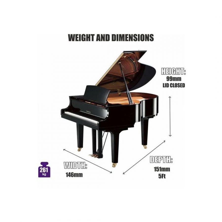 Yamaha GB1K 88 Keys Grand Piano - Polish Ebony