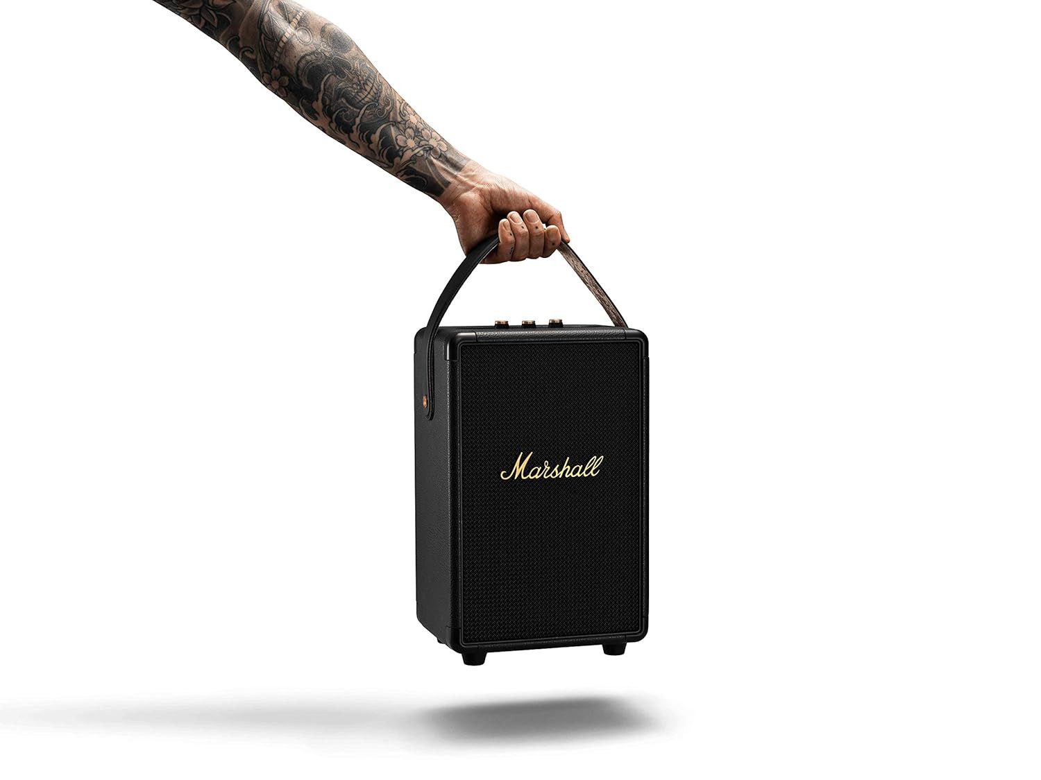 Marshall Tufton Portable Bluetooth Speaker with 20 Hours of Portable Playtime 360 Sound Water-Resistant IPX2 - Black Brass