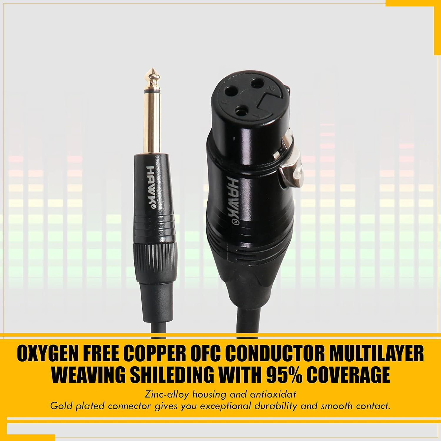 Hawk SXFP-010 Gold Series TS Male to XLR Female Audio Cable - 3 Meter Black Indoor 10 Feet 5 Pin Unbalanced Microphone Mixer Audio Interface Audio Equipment