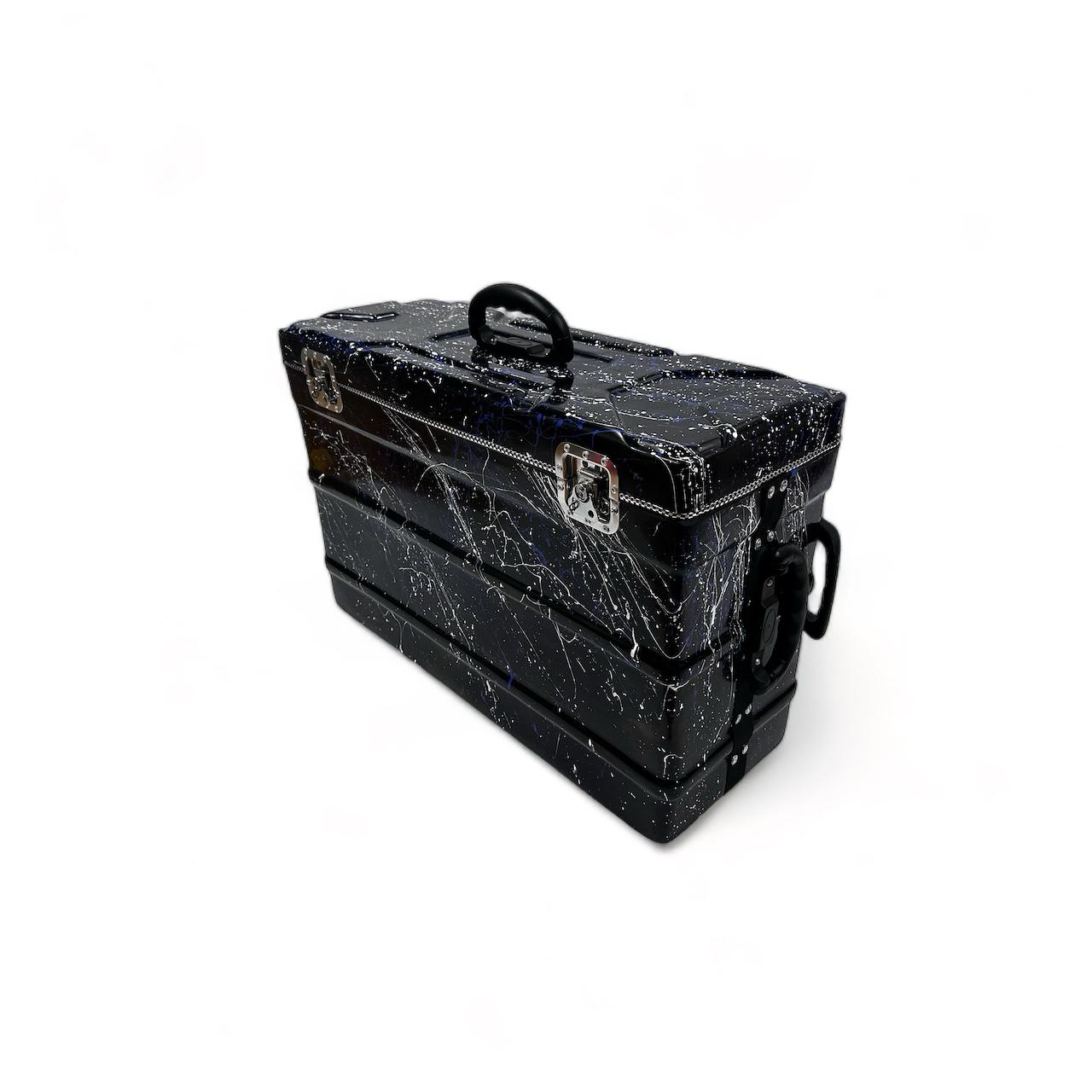 Hard FIber Case for 9 scale changer Harmonium With Trolley and wheels - BLACK SPLASH