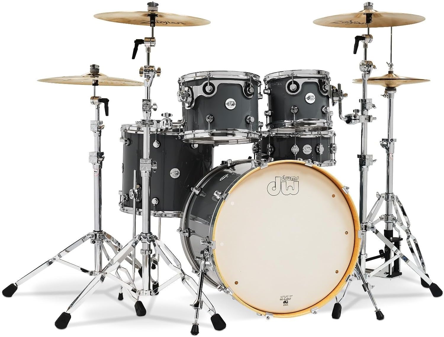 DW Design Series 4-piece Shell Pack -Acoustic Drum Set with Maple Snare - Steel Gray