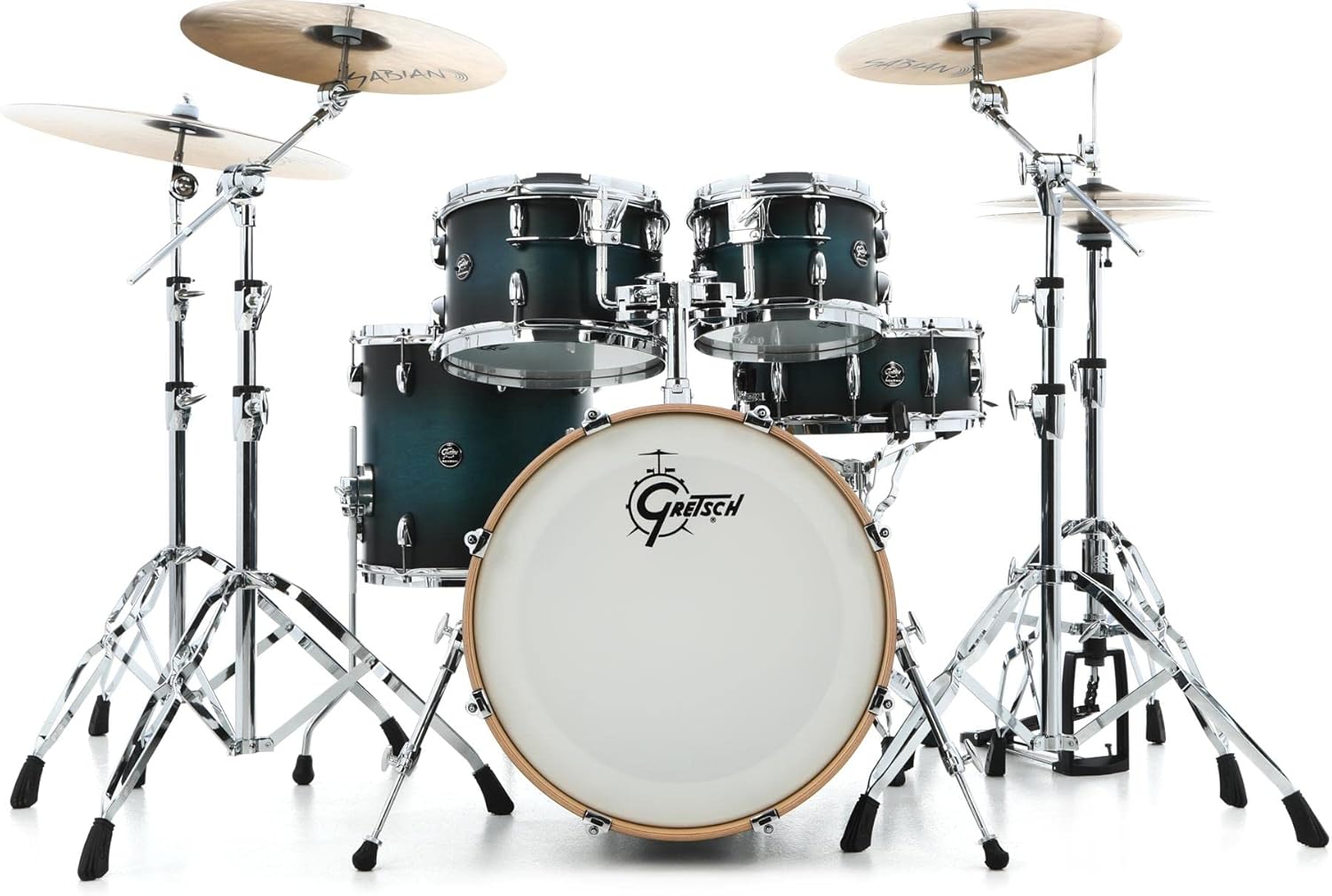 DW Design Series 4-piece Shell Pack -Acoustic Drum Set with Maple Snare - Satin Blue