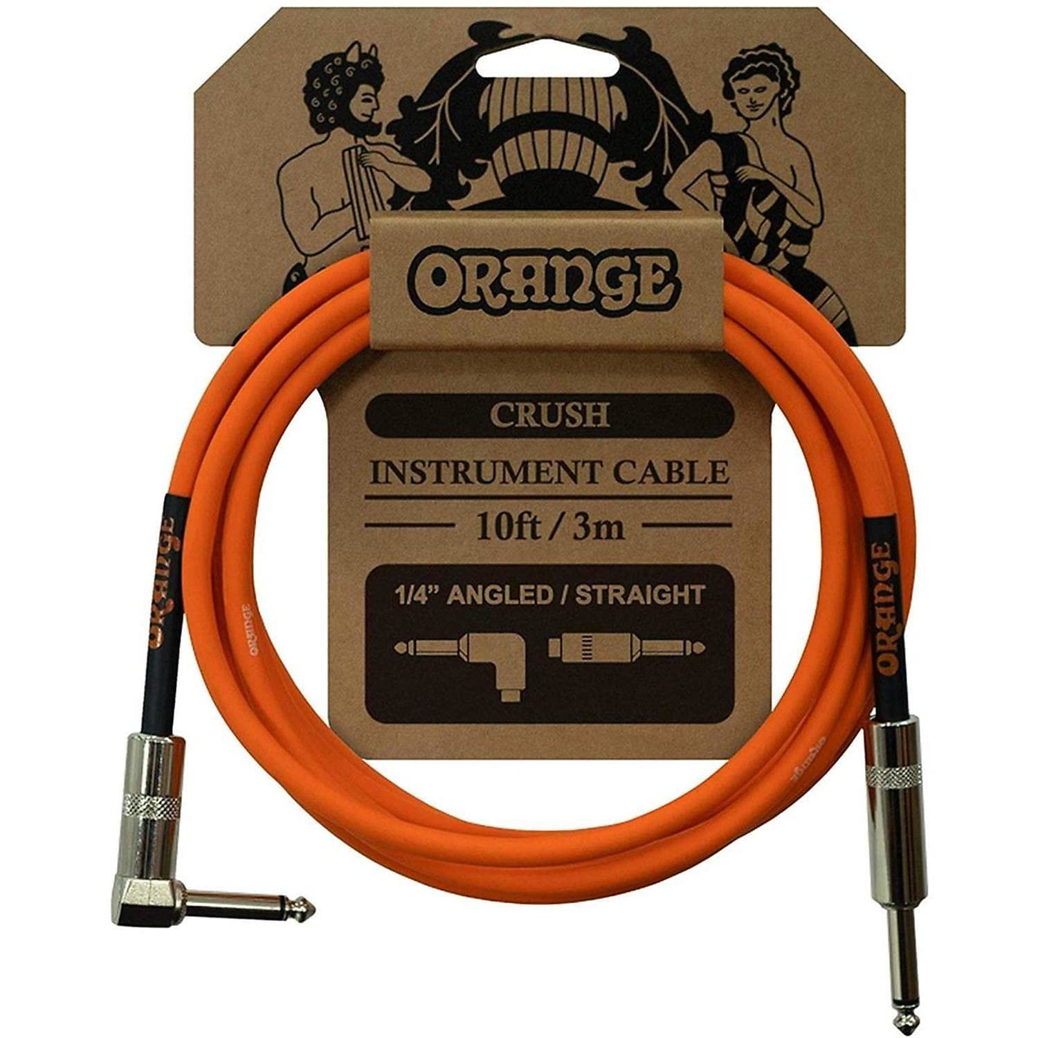 Orange Crush 10 Instrument Cable with Angled to Straight Connector
