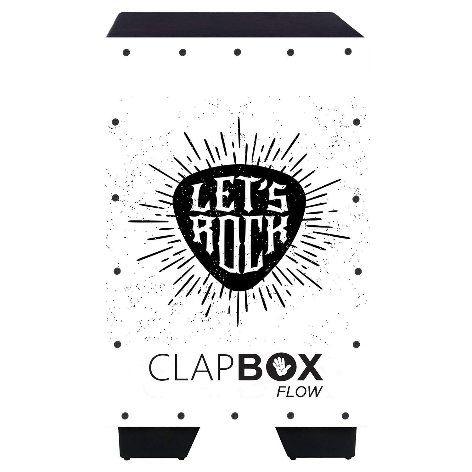 Clapbox Flow Graphic Cajon- Walnut wood H30 W30 L52 - 3 Internal Snares Black Lets Rock