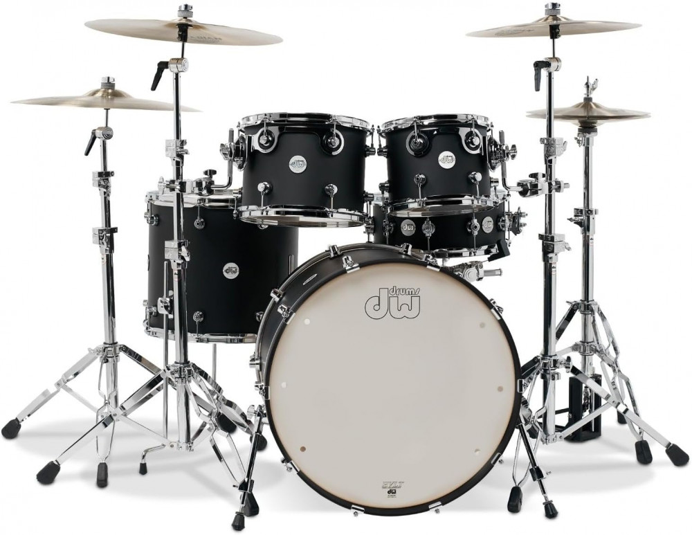 Image of DW Design Series 4-piece Shell Pack -Acoustic Drum Set with Maple Snare - Satin Black