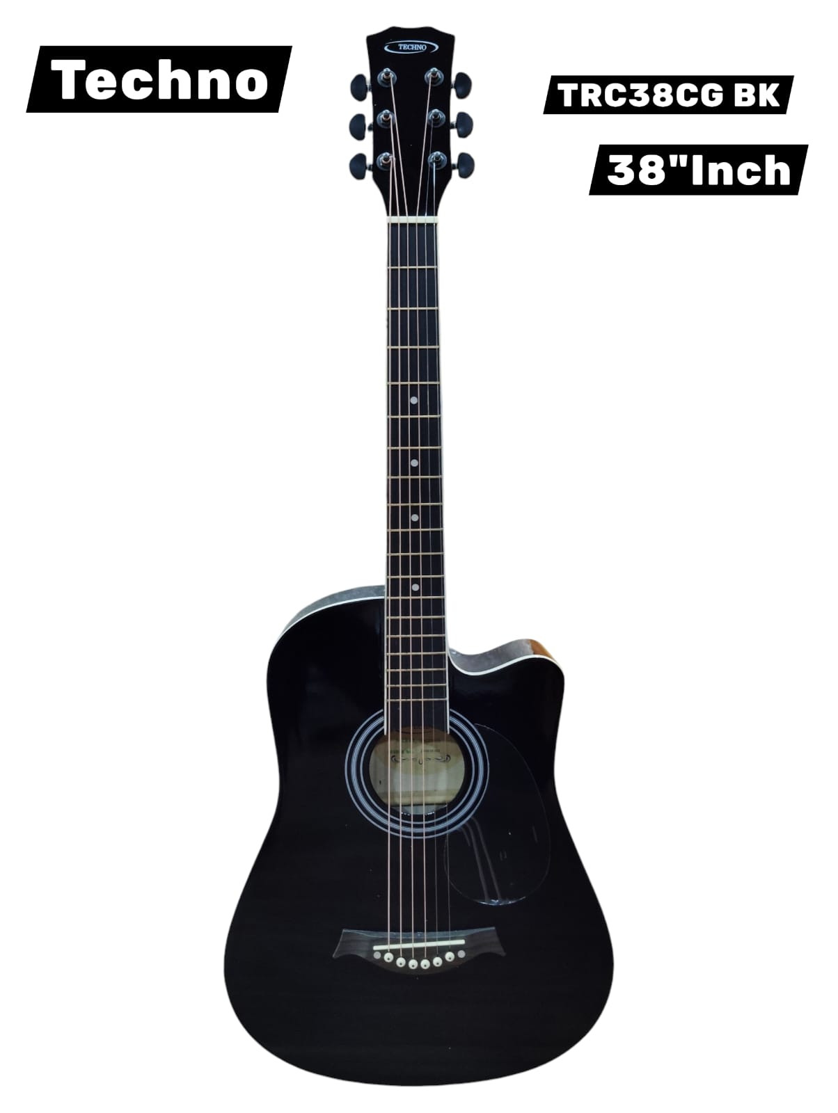 Techno Semi - Acoustic Guitar TRC38CG with Padded Bag Black