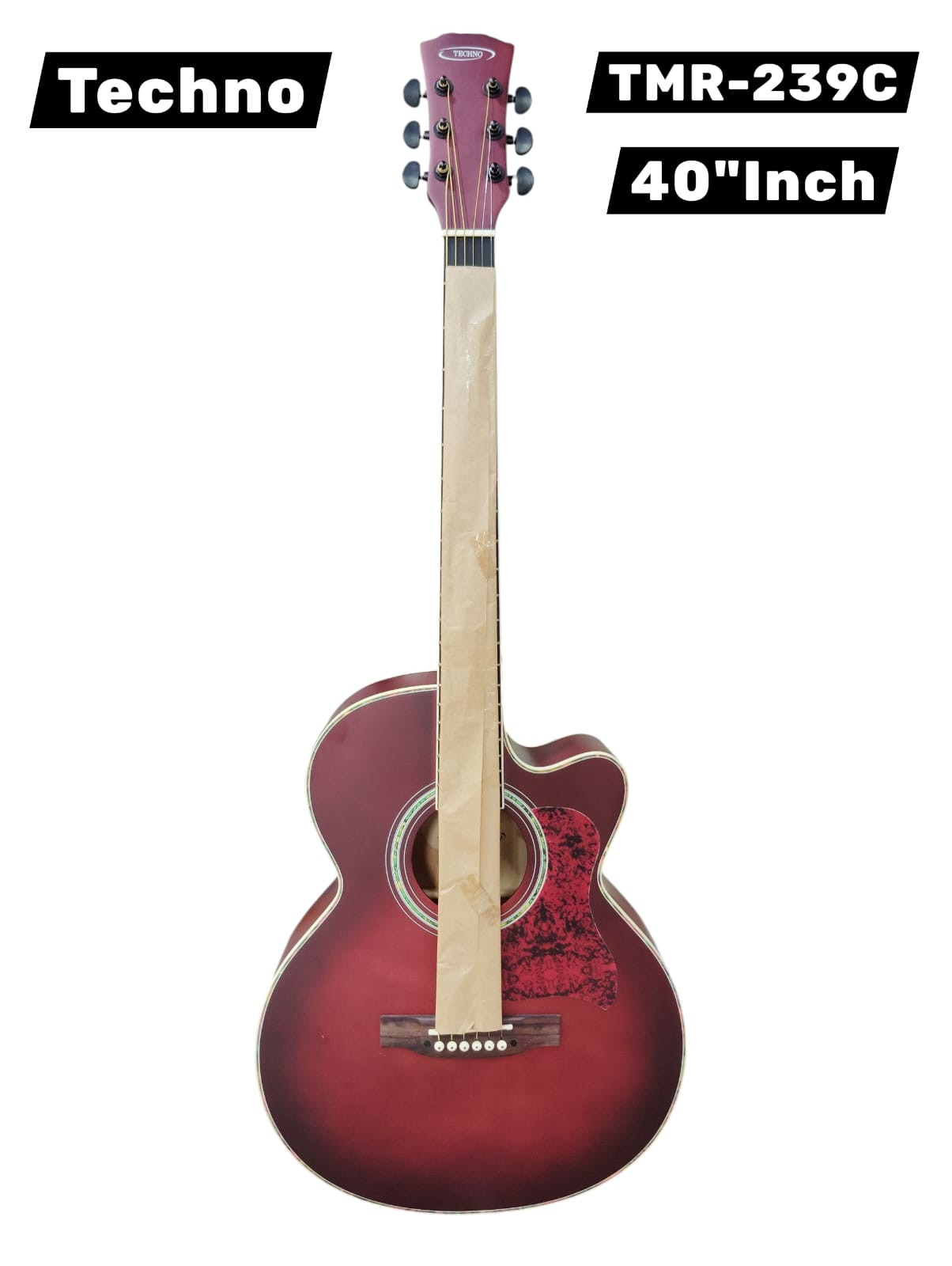 Techno Semi - Acoustic Guitar TMR-239C with Padded Bag Red