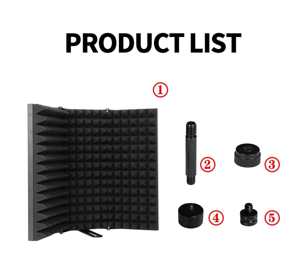 Digimore D-140 Microphone Isolation Shield 3-Panel Pop Filter Professional Foldable Vocal Booth High Density Absorbent Foam Suit for Any Condenser Mic Studio Sound Recording Podcasts Singing