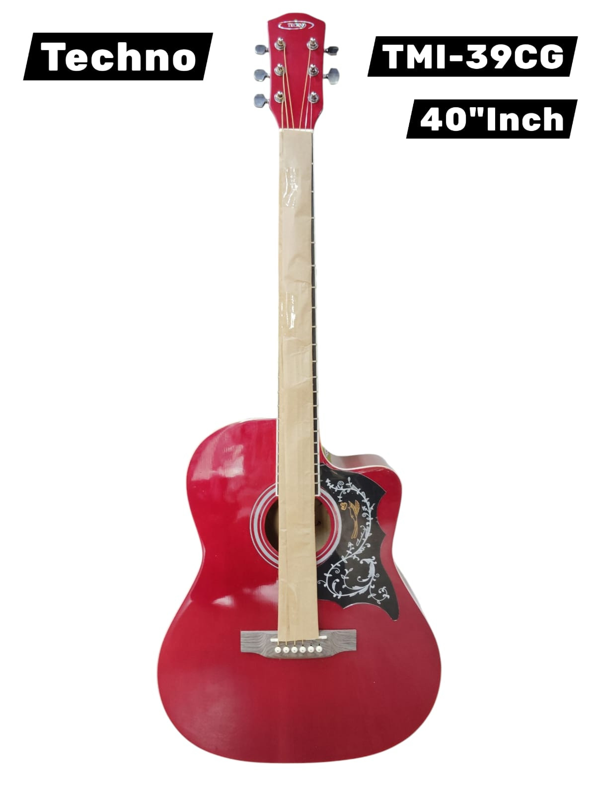 Techno Semi - Acoustic Guitar TMI-39CG with Padded Bag Red