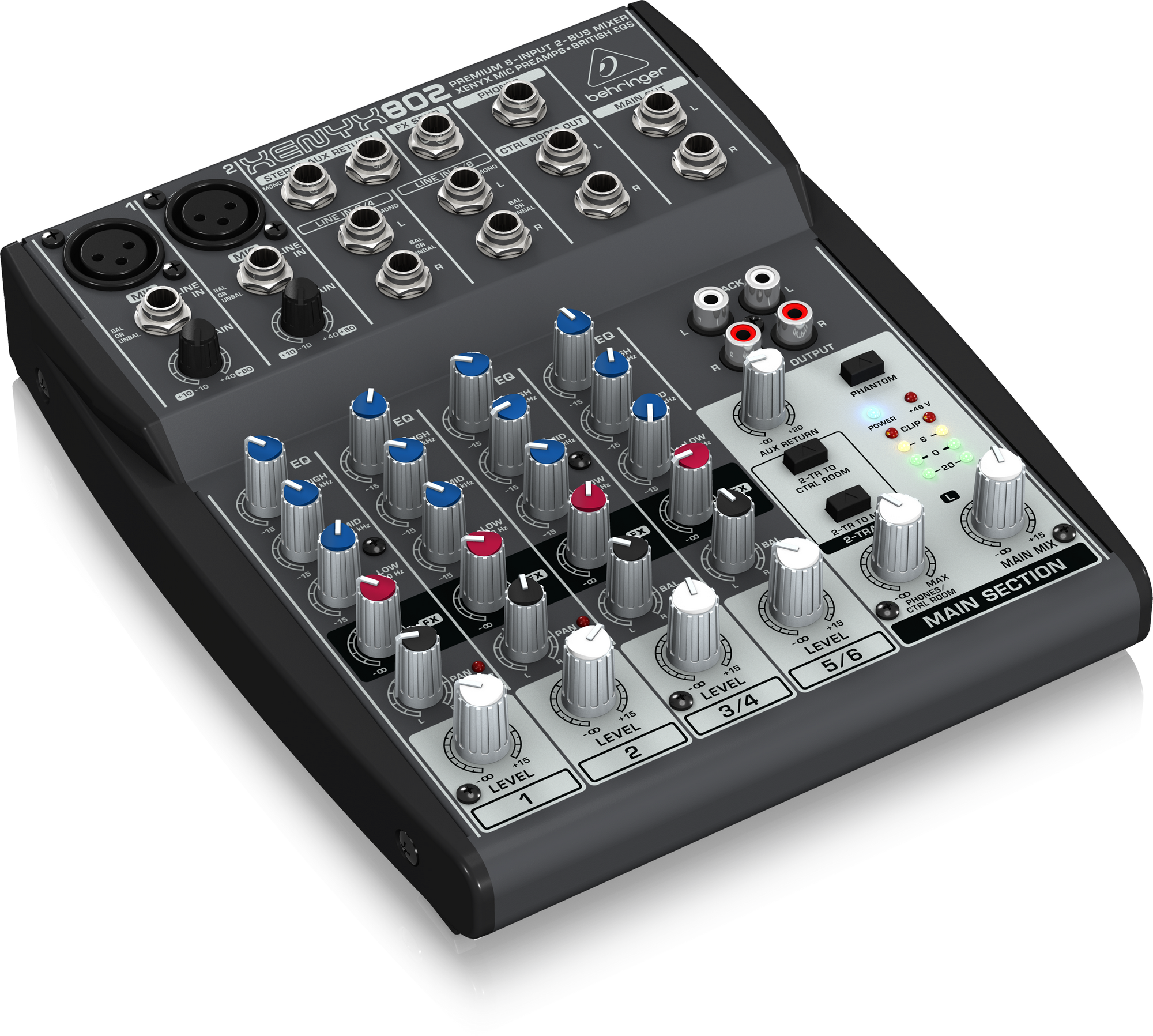 Behringer XENYX 802 Premium 8-Input 2-Bus Mixer with XENYX Mic Preamps and British EQ