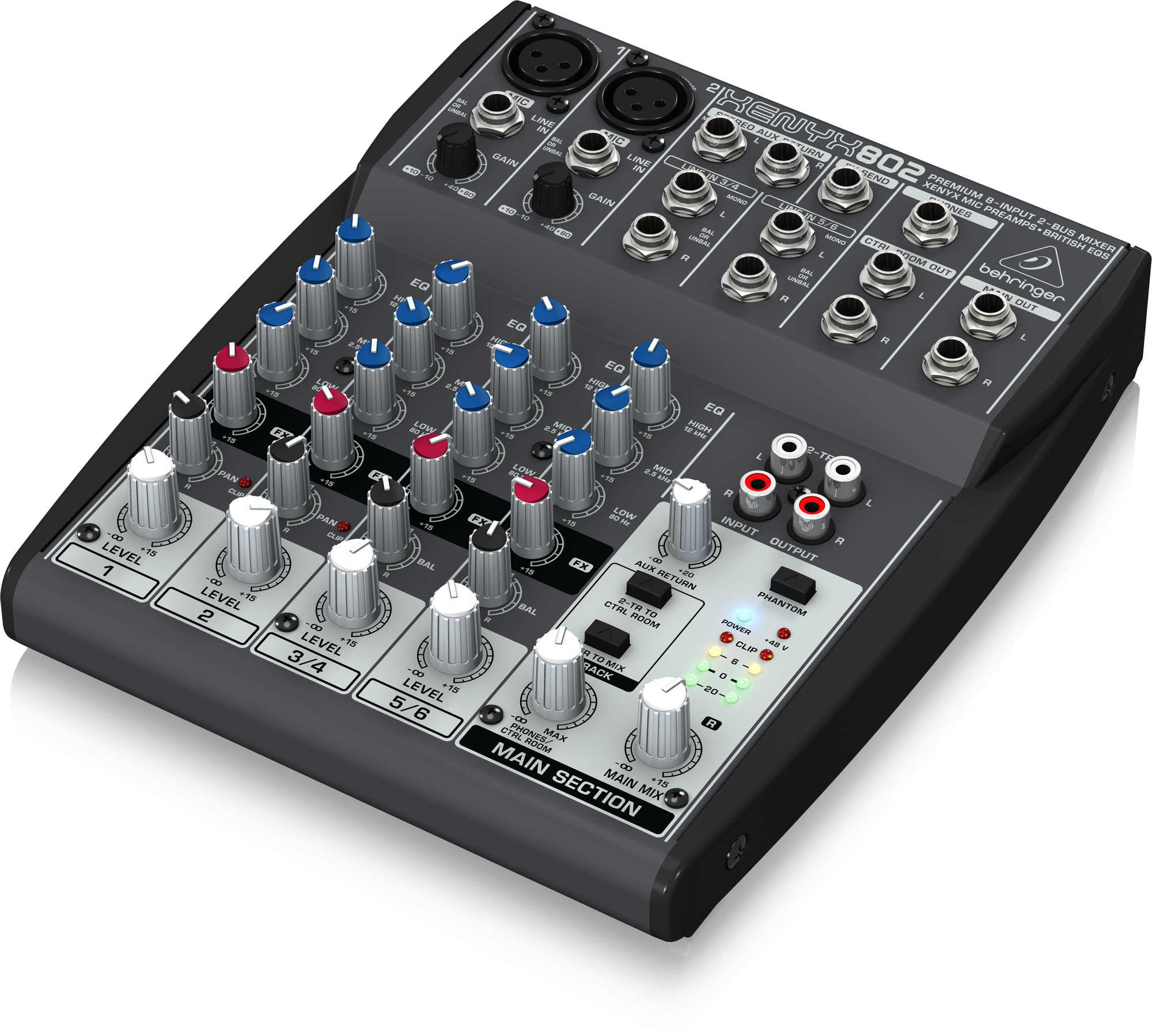 Behringer XENYX 802 Premium 8-Input 2-Bus Mixer with XENYX Mic Preamps and British EQ