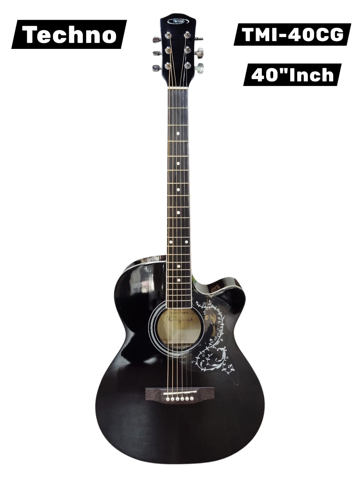 Techno Semi - Acoustic Guitar TMI-40CG with Padded Bag Black