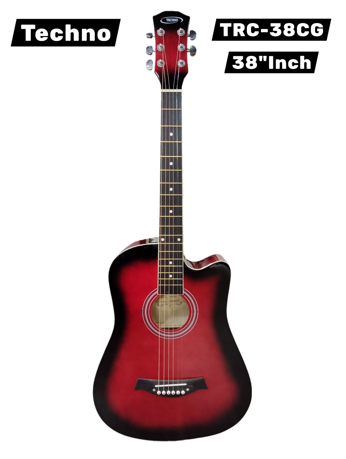 Techno Semi - Acoustic Guitar TRC38CG with Padded Bag Red