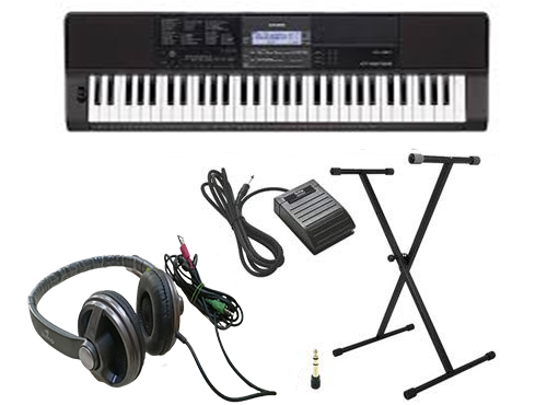 Casio CT-X870IN Keyboard with Adapter Headphone Sustain Pedal Stand Combo Pack