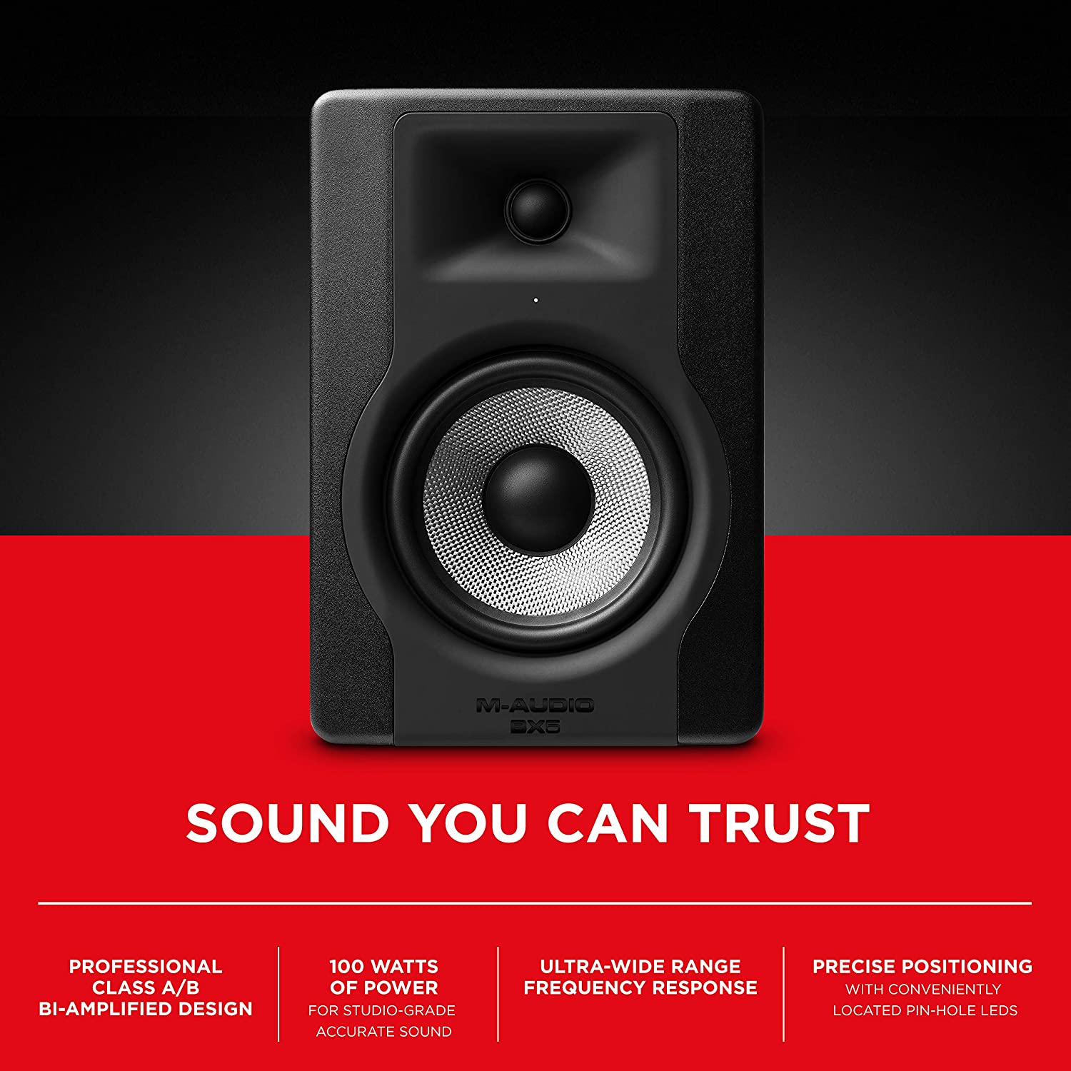 M-Audio BX5 D3 Compact 2-Way 5 Inch127cm Active Studio XLR Monitor Speaker for Music Production and Mixing Black