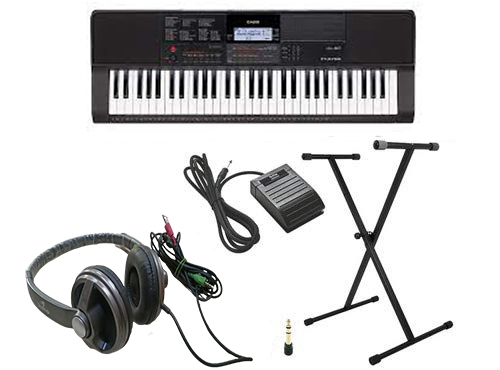 Casio CT-X700 Keyboard with Adapter Headphone Sustain Pedal Stand Combo Pack