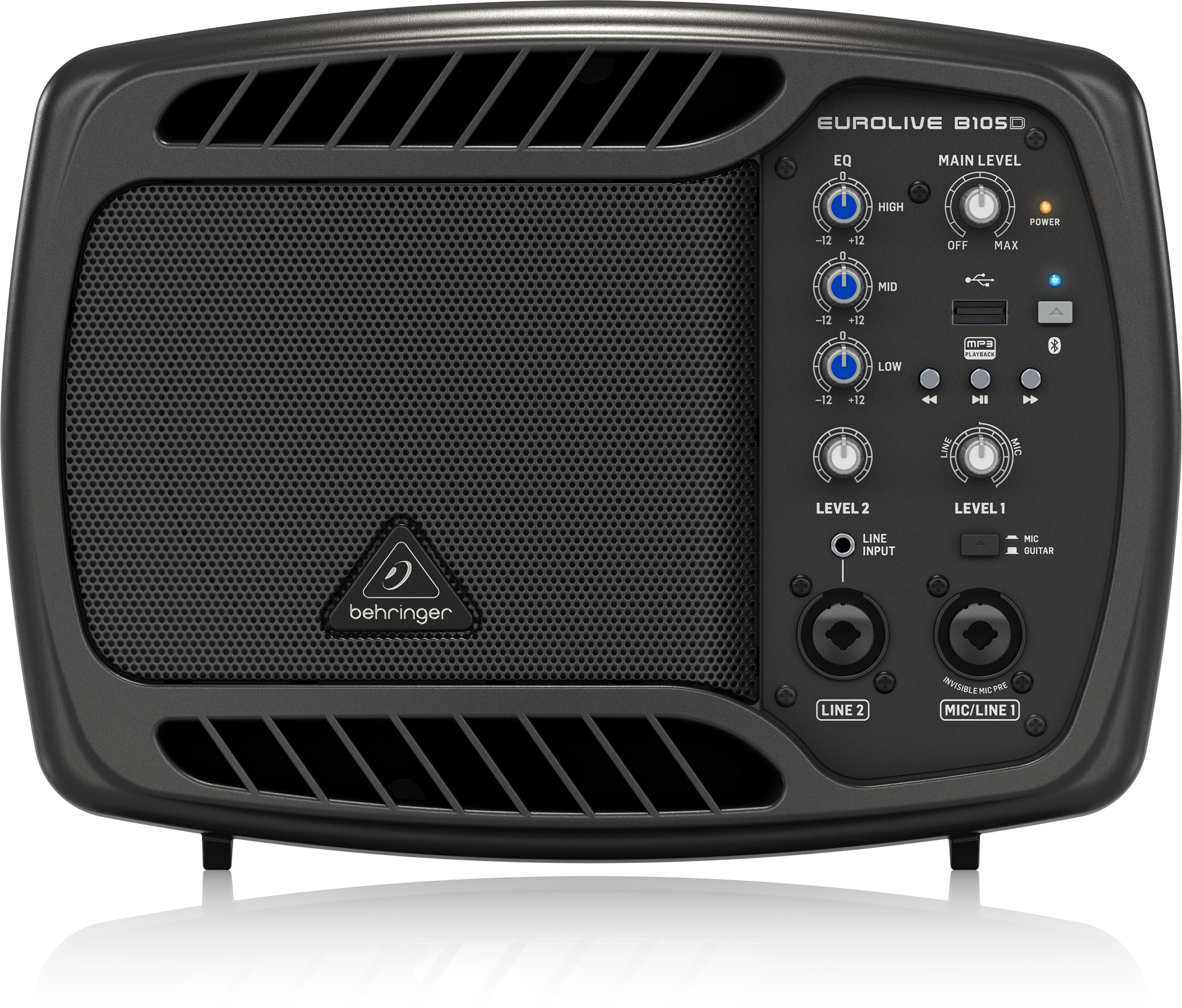 Behringer B105D Ultra-Compact 50W PAMonitor Speaker with MP3 Player and Bluetooth Audio Streaming