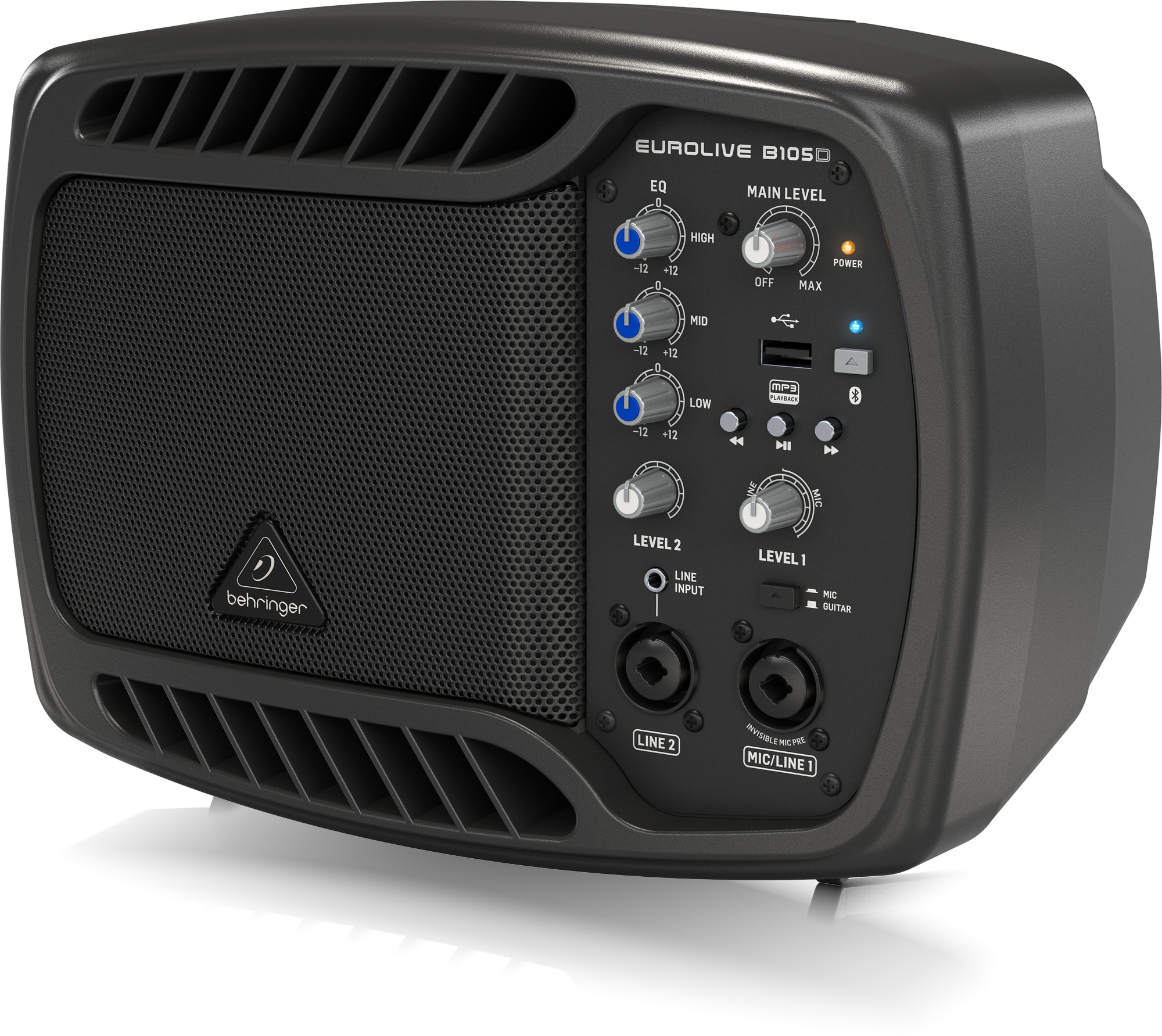 Behringer B105D Ultra-Compact 50W PAMonitor Speaker with MP3 Player and Bluetooth Audio Streaming