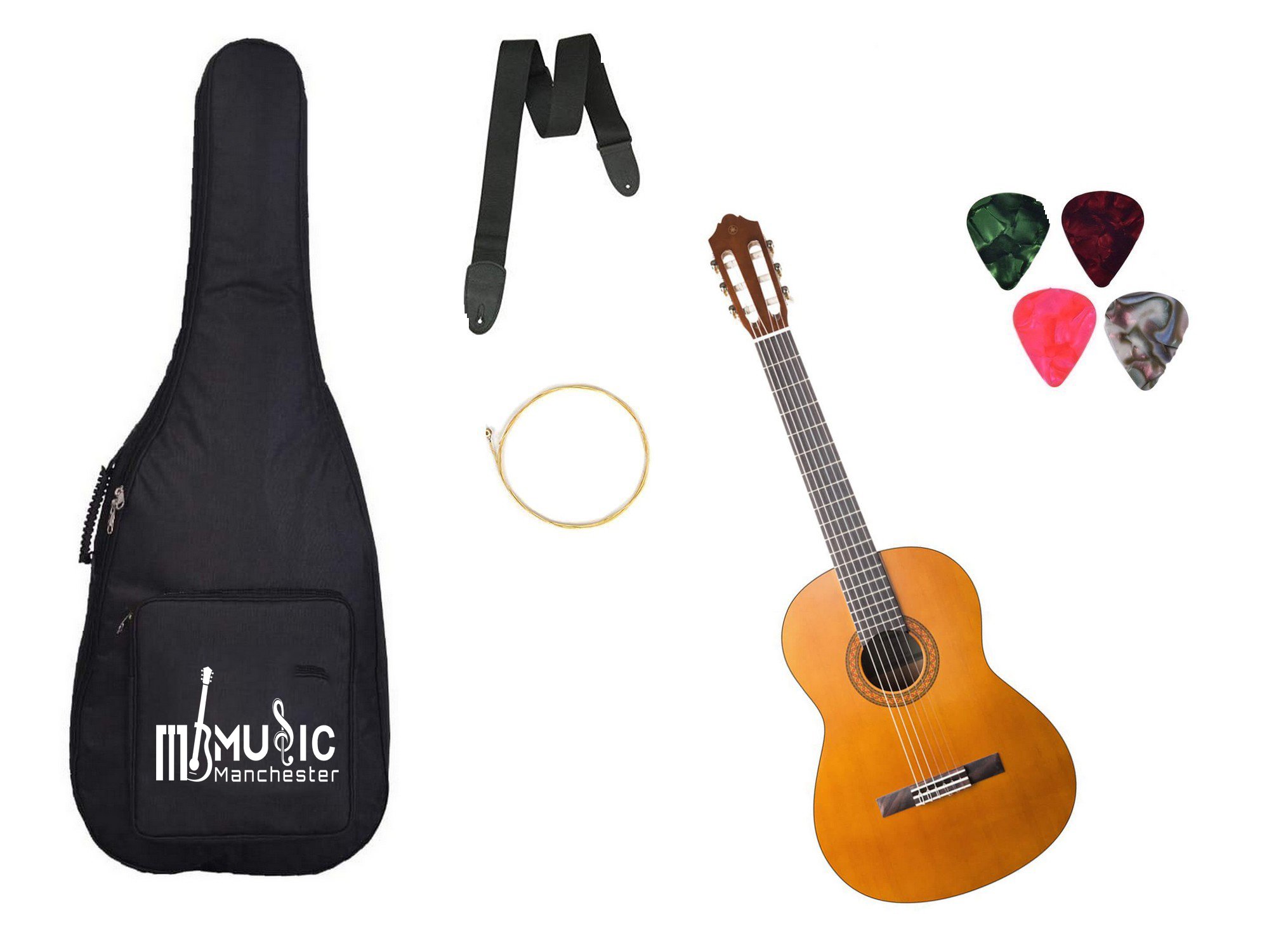 Yamaha Classical Guitar C4002 - Natural With Padded Bag Belt String and Picks - Combo Pack