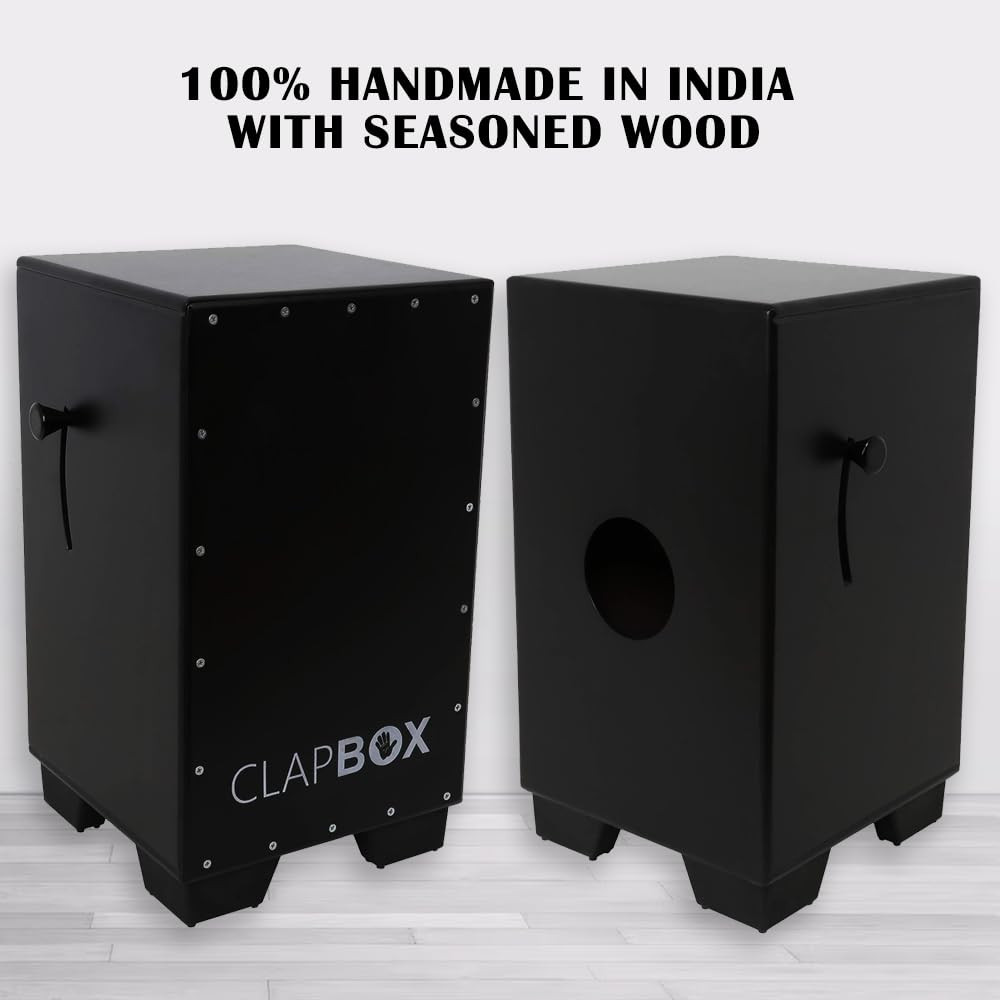 Clapbox Adjustable Snare Cajon CB50- Oak Wood H50 W30 L30 - 3 Internal SnaresBlack